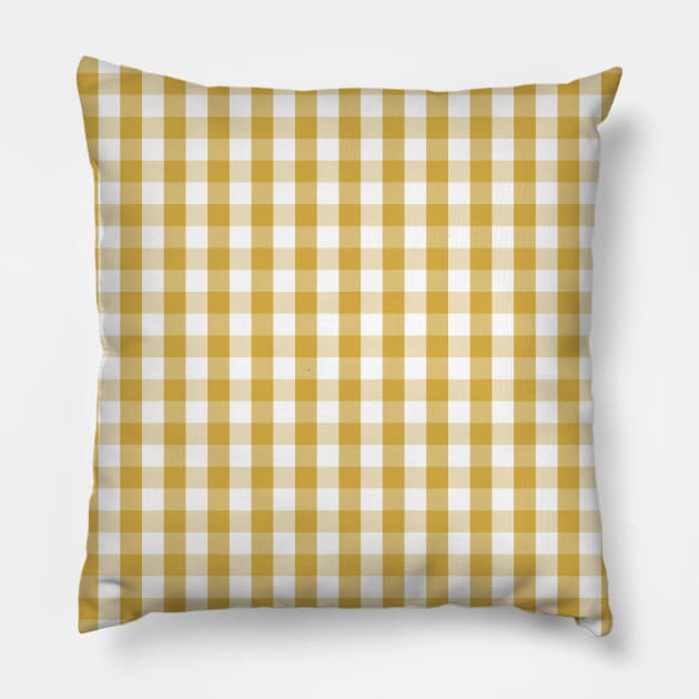 Designer Fall 2016 Color Trends-Spicy Mustard Yellow Gingham Check Pillow by podartist