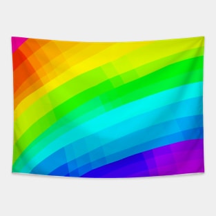 Bright Rainbow Geometric Design Tapestry