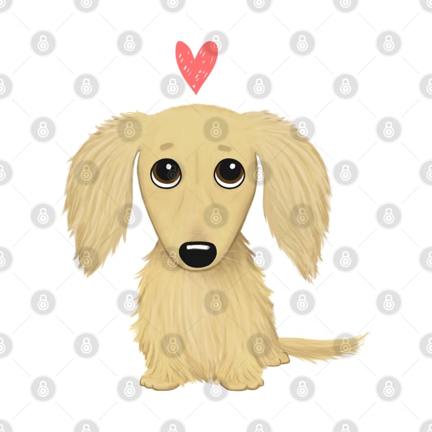 Cute Dog | Longhaired Cream Dachshund with Heart by Coffee Squirrel