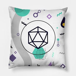 Polyhedral Dice Set Memphis Design White Tabletop RPG Pillow