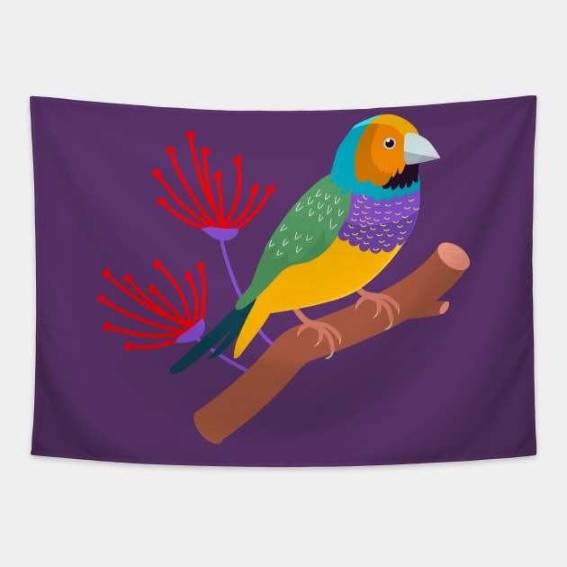 Colorful Bird Tapestry by Mako Design 