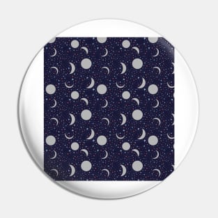 Half-moon with multicolored stars and constellation Pin