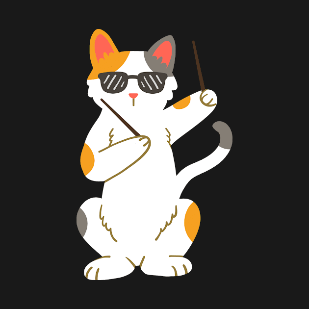 Drummer Cat Drummer Drumming by KAWAIITEE