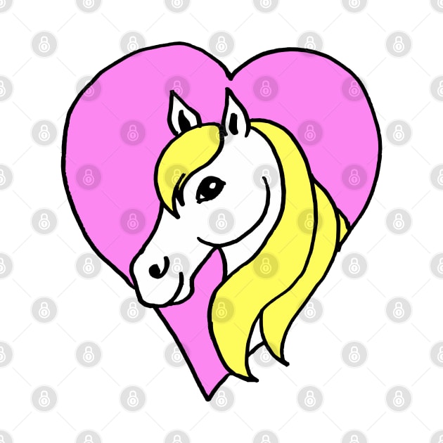 Cartoon Pony in Pink Heart by Michelle Le Grand