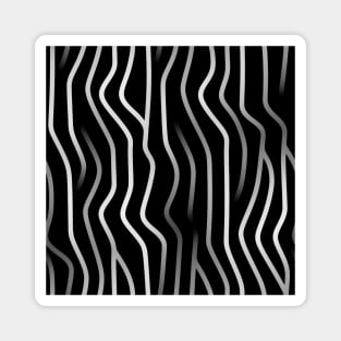 Monochrome Elegance: White Abstract Lines on Black Magnet