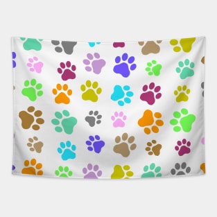 Colorful Pet - Cat or Dog Paw Footprint Pattern Tapestry