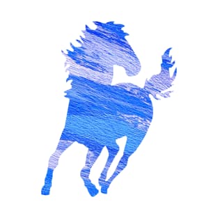 Horse Blue Canvas Watercolor T-Shirt