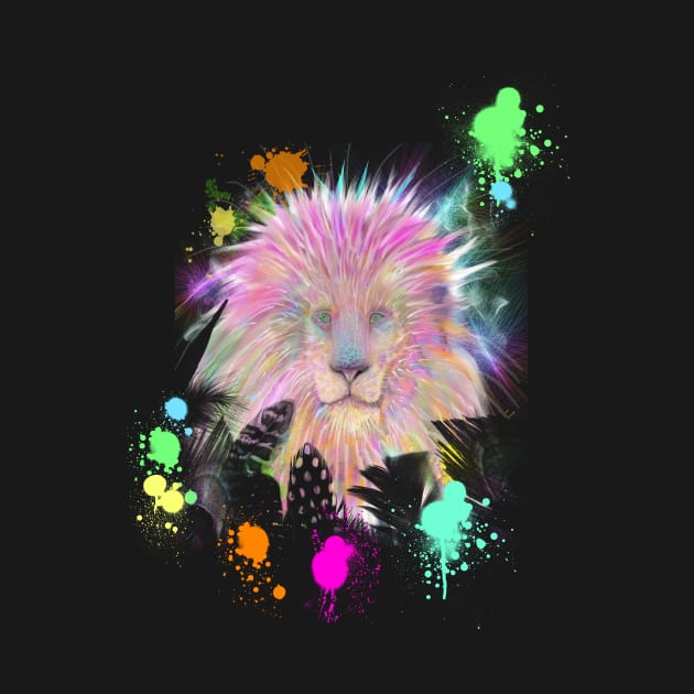 Colorful Rainbow Tribal Lion Artwork by starchildsdesigns