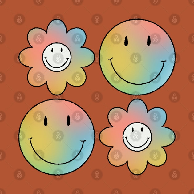 Psychedelic Flowers & Smileys by gnomeapple