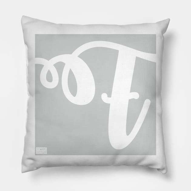 Letter F Elegant Cursive Calligraphy Initial Monogram Pillow by porcodiseno