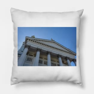 Entrance to white Helsinki Cathedral Pillow