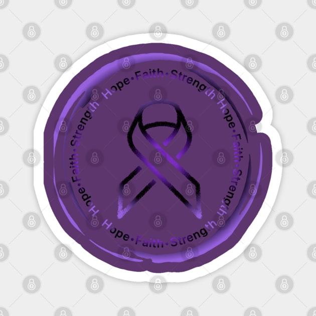 Hope•Faith•Strength Awareness Ribbon (Purple&Black) 2 Magnet by CaitlynConnor