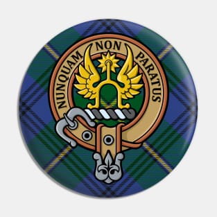 Clan Johnston Crest over Tartan Pin