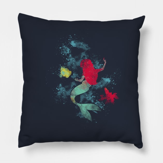 Mermaid paint Pillow by Edwoody