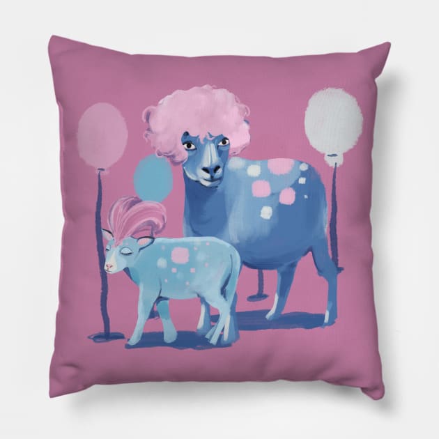 Sheep with wigs Pillow by Mimie20
