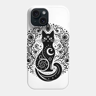 The Mystery Feline Mandala. Black Phone Case