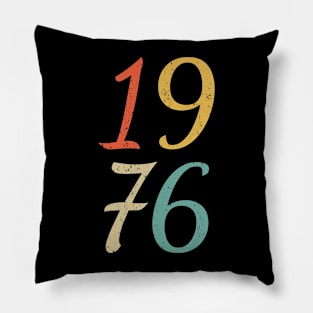 Classic Vintage Style 1976 Birthday Distressed Pillow