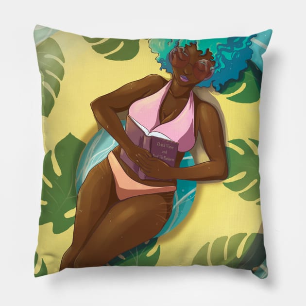 Pool Girl Pillow by Cosmic Holiday Studios