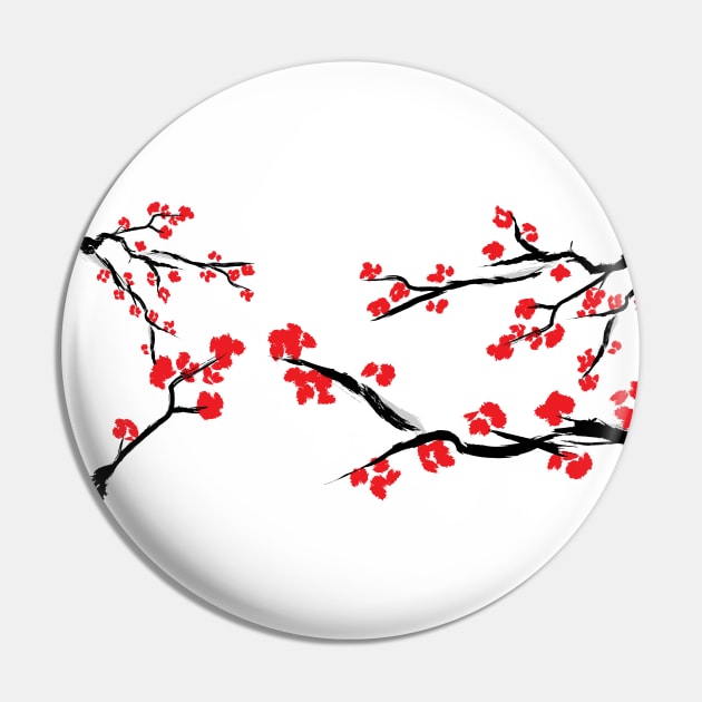 Red Blossom Pin by HappyGiftArt