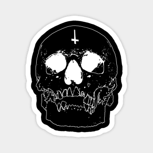 Black skull inverted cross Magnet