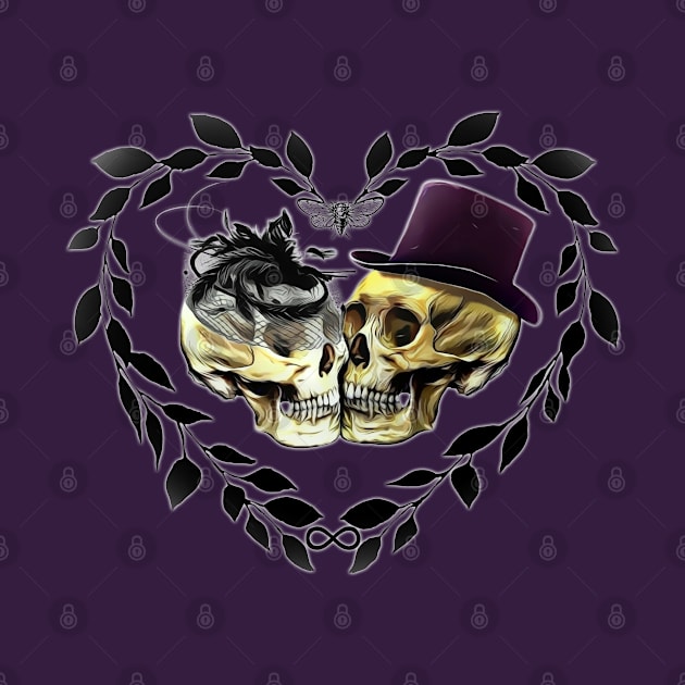 Eternal love, Vintage Lovers skeletons, lovers, cool skulls, bones, romance skull by Collagedream