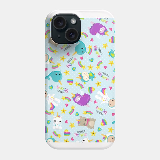 Wannabe Unicorn Caticorn Narwhal Llamacorn Neck Gaiter Phone Case by DANPUBLIC