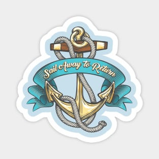 Anchor with Ropes and Ribbon Tattoo Illustration Magnet