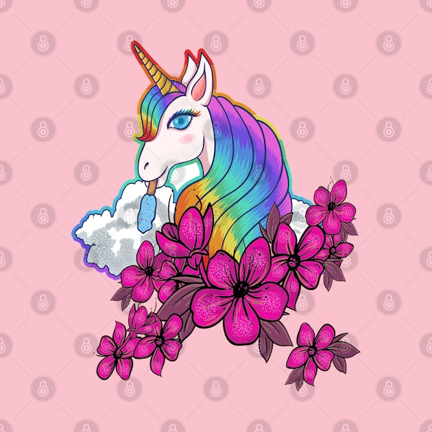 Cute Unicorn Flower by JeffDesign