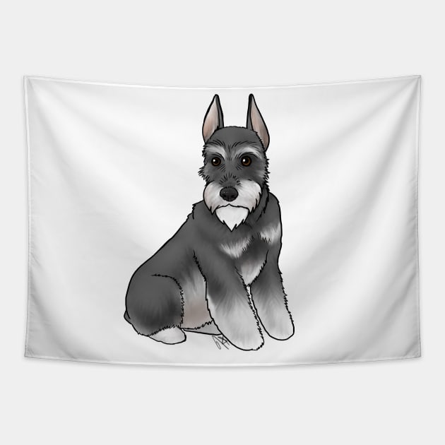 Dog - Miniature Schnauzer - Black and Silver Cropped Tapestry by Jen's Dogs Custom Gifts and Designs