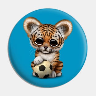 Tiger Cub With Football Soccer Ball Pin