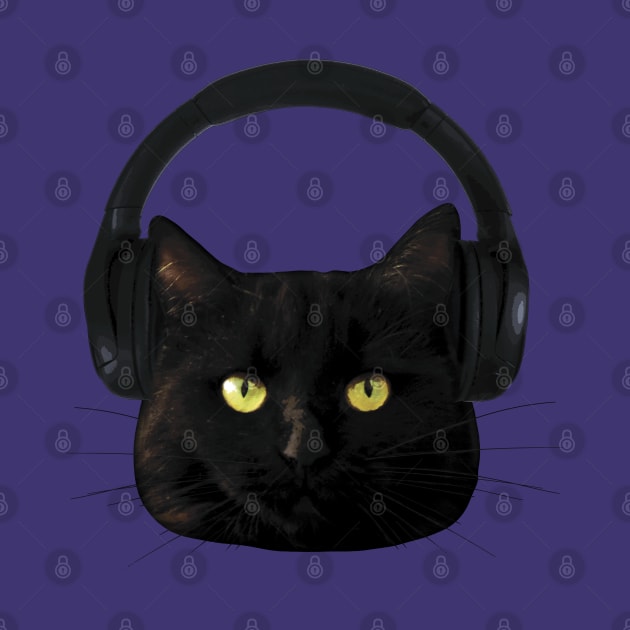 Cat with Headphones by SPACE ART & NATURE SHIRTS 