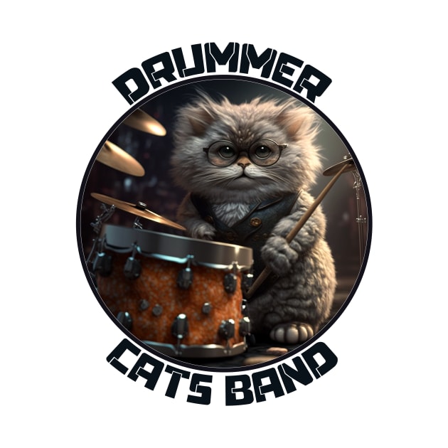 Drummer Cats Band by MusicianCatsClub