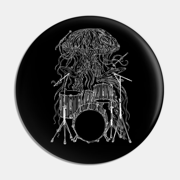 SEEMBO Jellyfish Playing Drums Musician Drummer Music Band Pin by SEEMBO