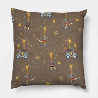 Cool giraffe brown background Pillow