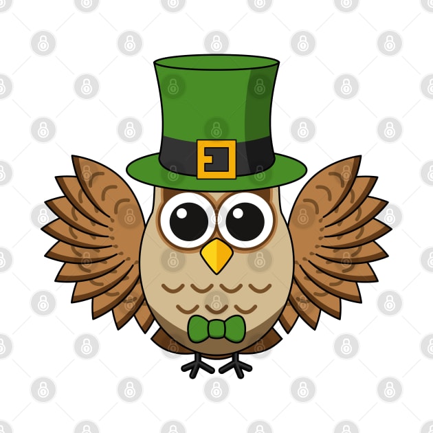 Cute St Patrick's Day Owl Cartoon by BirdAtWork