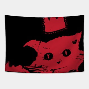 red cat in the black Tapestry