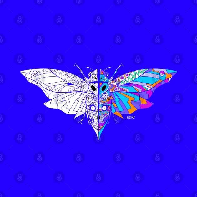 big blue mexican cicada cigarra chicharra bug ecopop in monstrous bestiary design in totonac patterns by jorge_lebeau