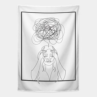 Mental floss line art with frame Tapestry