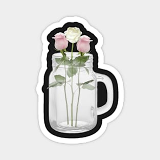 Roses in Mason Jar with Handle Magnet