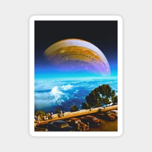 View Of Jupiter - Space Collage, Retro Futurism, Sci-Fi Magnet