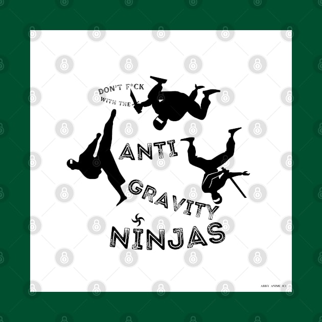 Anti Gravity Ninjas (White Over Black) By Abby Anime(c) by Abby Anime