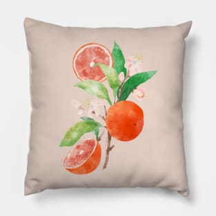 Oranges and Blossoms Botanical Watercolor Pillow