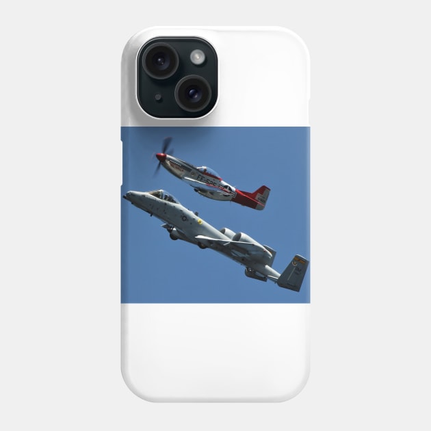 P-51 Mustang P-40 Warhawk and A-10 Warthog Heritage Flight 2 Phone Case by acefox1