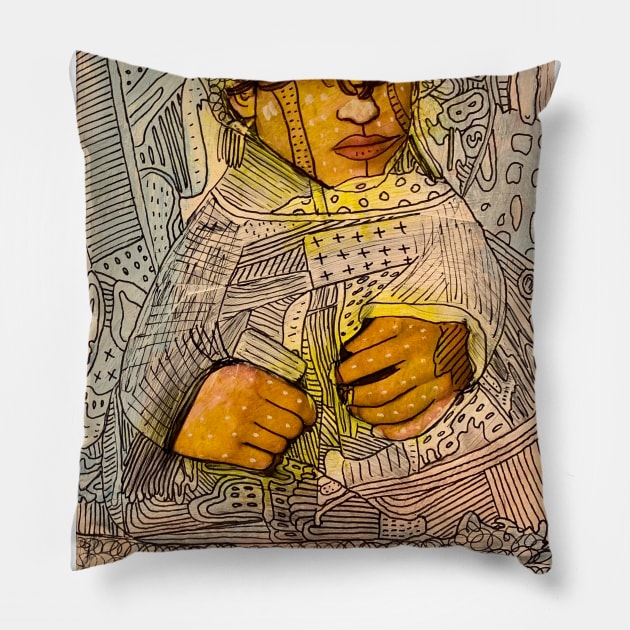 Winter boy Pillow by Artist Pavel Kuragin