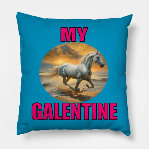 My galentine white horse Pillow by sailorsam1805