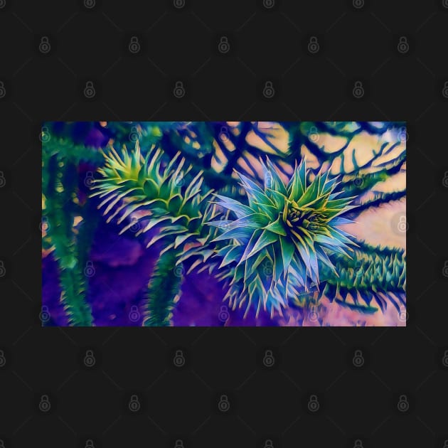 Monkey Puzzle Tree - Blue by Rebekah Slick