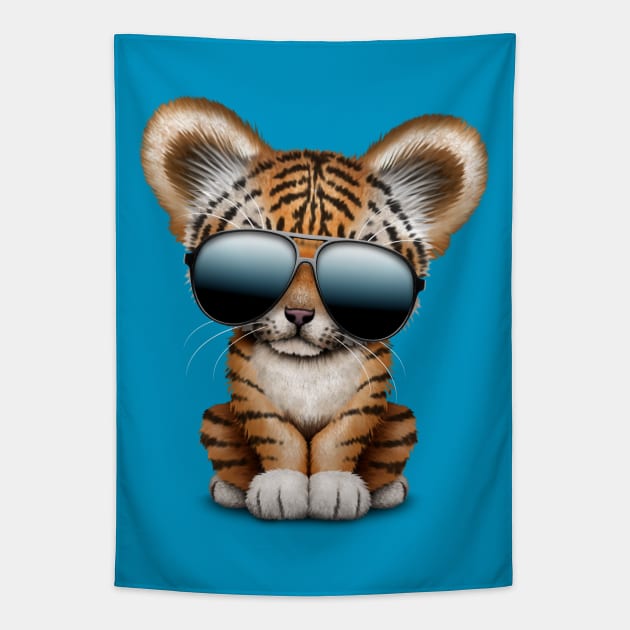 Cute Baby Tiger Cub Wearing Eye Glasses on White Art Print by Jeff Bartels