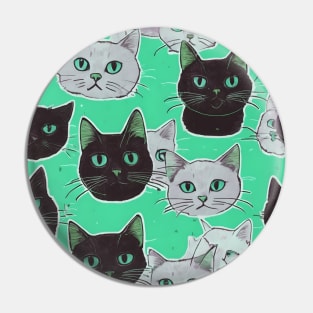 Black And White Cats Pattern Pin