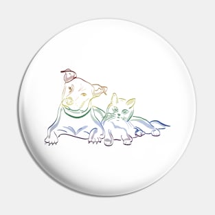 Gay Pride Cat & Dog Staring Pin