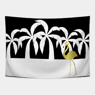 Golden Flamingo Beach Tapestry